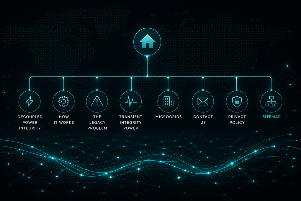 Digital navigation map representing the Tivon Energy website sitemap and page structure.
